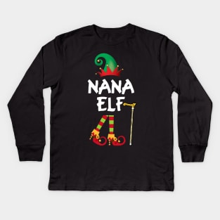 Nana Elf Funny  Family Christmas Kids Long Sleeve T-Shirt